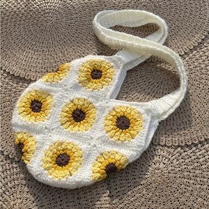 Handmade Crochet Sunflower Granny Square Tote bag/Purse